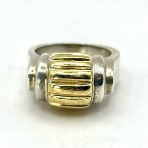 Lagos Vintage Caviar Gold & Silver Fluted Ring Size 7